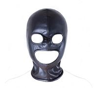 SXOVO 3 Trous Masque Érotique Tête Masque Avec Fermeture Éclair Ouvert Yeux Et Bouche Creux Bondage Fétiche Cosplay Sex Toy (Noir)