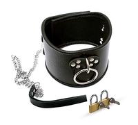 SXOVO Fétiche Collier Réglable SM Bondage, Corset de cou Verrouillable avec O-ring et Chaîne