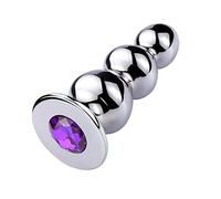SXOVO Plug Anal en Métal Perles Anales à Triple Boule pour Massage Prostate et Masturbation Anale Sextoy Anal Butt Plug avec Diamant Violet Sex Toýs Anals pour Femme Homme Couple