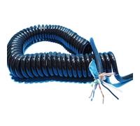 SXPXP Câble d'alimentation spiralé à Ressort Extensible, 10 conducteurs, Double Blindage, câble réseau 20 AWG, de 1 15 mètres(Stretch 14 Meter)