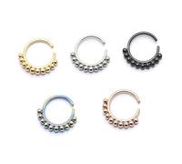 SXQCKJ Anneau de Nez en Titane Avec Chaîne et Perles, Piercing Septum pour Femmes Hommes, Bijou Gothique Cartilage Corps(Colored)