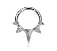 SXQCKJ Anneau de Septum 16G, Motif Défense, Fleur, Cœur, Goutte D'eau, Branche, Chaîne, Piercing, Daith, Conque, Boucle(5,SILVER_16G 1.2 * 8MM)