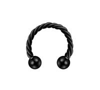 SXQCKJ Anneau de Septum À Boule, Barre Circulaire Twister- Piercing Tragus, Piercing Nez Fer À Cheval, Bijou Corps Tendance(Black B,1.2 * 12+3mm)