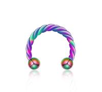 SXQCKJ Anneau de Septum À Boule, Barre Circulaire Twister- Piercing Tragus, Piercing Nez Fer À Cheval, Bijou Corps Tendance(Multicolor B,1.2 * 12+3mm)