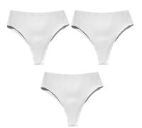 SXQCKJ Lot De 3 Strings Invisibles Anti-Transpiration pour Femme, Taille Haute, sans Coutures, Effet Camel Toe(3pcs-1,M)