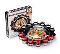 SXQCKJ Roulette à Boire Casino Jeu à Boire pour Fêtes Adultes, Set de Jeu de Roulette Tournante à Shots - (Inclut 2 Balles et 12 Verres)