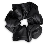SXQLYH Chouchou en satin nacré pour femme, élastique tridimensionnel, doux, élastique, pour queue de cheval, pour femme, cheveux longs et épais, noir