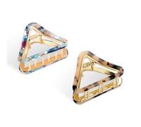 SXQLYH Lot de 2 pinces à cheveux en acétate, triangle, 5 cm, antidérapantes, moyennes, multicolores, écaille de tortue, unisexe, femmes et filles