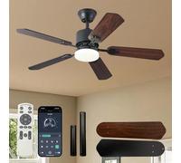 SXQYSM Ventilateur de Plafond avec Lumière et Télécommande, Silencieux Dimmable Ventilateur Plafond LED, 6 Vitesses, 5 Pales, Plafonnier Ventilateur pour Chambre, Salle de Séjour (Noir, 132CM)
