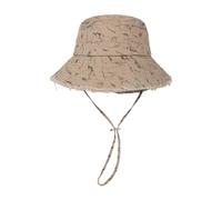 SXRQ Chapeau de pêcheur élégant en tissu polyester avec mentonnière réglable à large bord, protection solaire, chapeau de soleil coupe-vent avec mentonnière