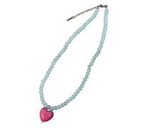 SXRQ Collier de clavicule tendance en forme de cœur avec perles pour adolescentes, accessoires de printemps, chaîne de clavicule d'amour, One Size, Comme décrit, Comme décrit.