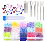 SXRQ Lot de 600/1500 marqueurs de couture colorés avec 20/75 aiguilles à tricoter à gros chas