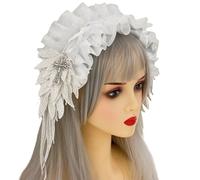 SXRQ Ornement de cheveux gothique avec broderie en dentelle délicate et pendentif croix branchée gothique en dentelle pour costume décoratif croix cravate