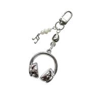 SXRQ Porte-clés tendance dégradé pour écouteurs avec mousqueton à la mode pour les amateurs de musique en alliage acrylique porte-clés unique pour écouteurs, Argenté., taille unique