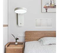 SXSaelciun Applique Murale LED d'intérieur Tricolore à intensité Variable, Lampe Murale raffinée, rotative à 180°, Style Moderne, en métal et Bois, idéale pour la Lecture dans Une Chambre, Un