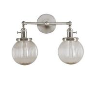 SXSaelciun Applique Murale LED Double Style Industriel Moderne Vintage, idéale pour loft, Bar ou Cuisine. Luminaire raffiné avec Globe en Verre Transparent côtelé (Chrome) (Couleur : brossé).