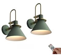 SXSaelciun Ensemble de Deux Appliques murales LED à Piles avec minuterie et télécommande, Style Industriel Vintage Moderne du Milieu du siècle, idéal pour Une Chambre, Une Cuisine ou Un loft.