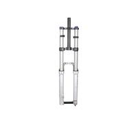 SXSaelciun Fourche Avant pour VTT 26/27,5/29 Pouces, Alliage Aluminium-magnésium, Double épaulement argenté, Suspension à air comprimé (Course argentée 180 mm)