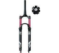 SXSaelciun Fourche VTT 26/27,5/29 Pouces à Suspension pneumatique, débattement de 130 mm, réglage du Rebond, 1-1/8'', Droite/Conique, Verrouillage à Impulsion Avant 9 mm, Manuel/à