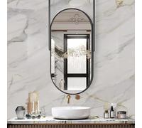 SXSaelciun Miroir de Plafond Ovale, Miroir de courtoisie Mural avec Cadre en métal Noir, Miroir décoratif Suspendu pour la Maison ou Le Dressing de l'hôtel (Taille : 40 cm x 70 cm)