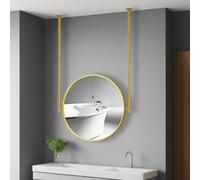 SXSaelciun Miroir de Plafond Rond avec Tige de Suspension Personnalisable, Cadre en métal doré pour Salon, Salle de Bain, Chambre à Coucher, miroirs décoratifs Modernes (diamètre :