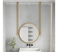SXSaelciun Miroir Flottant Suspendu en Forme de Cercle doré, Miroir Vertical à Fixer au Plafond pour Portes d'armoire, Salon, Salle de Bain, Miroir de Maquillage avec Cadre en méta