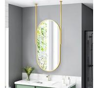 SXSaelciun Miroir Mural Ovale avec Cadre en métal doré, décoration Moderne | Miroir de courtoisie pour Maison de Campagne, Chambres et commodes - Fixation au Plafond (Dimensions :