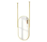 SXSaelciun Miroir Mural Suspendu avec Perche de Plafond, Miroir décoratif doré pour vestiaire, entrée, Salle de Bain, Transparent et Pratique | Miroir de courtoisie Ovale en métal