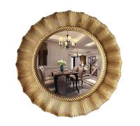 SXSaelciun Miroir Rond Rustique, Miroir Mural décoratif avec Cadre pour Maison de Campagne, Salon, Salle de Bain, Chambre, entrée (Couleur : Or Vieilli, Dimensions : 65 x 65 cm)