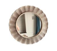 SXSaelciun Miroir Rond Rustique, Miroir Mural décoratif avec Cadre pour Maison de Campagne, Salon, Salle de Bain, Chambre, entrée (Couleur : Argent Antique, Dimensions : 65 x 65 cm)
