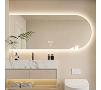 SXSaelciun Plafonnier LED sans Cadre 28" × 51" - Rétroéclairage 3 Couleurs à intensité Variable, antibuée Intelligente, Montage Mural, décoration Moderne pour salles de Bains éléga