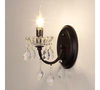 SXSCARKX Applique Murale avec Cristaux K9, Lampe de Style européen à Une lumière, idéale pour la Chambre, Le Salon ou Le Couloir (Noir).