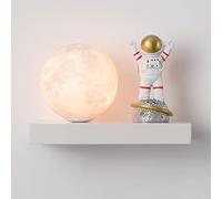 SXSCARKX Appliques murales Terre avec kit de décoration Astronaute, Lampes en métal Blanc, Abat-Jour en Verre, Douilles G9, Lampe de Chevet, luminaires Modernes et épurés
