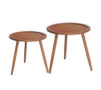 SXSCARKX Canapé, Table Basse en Bois Massif de Style américain rétro, lit de Chambre, Petite Table Ronde décorative pour séjour chez l'habitant (A, 50 + 60 cm)