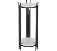 SXSCARKX Table de téléphone de Rangement à 2 Niveaux - Aspect marbre élégant, Support pour Plantes Haut et Fin, pour Salon, décoration de terrasse et lit d'angle Rond
