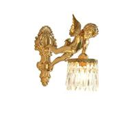 SXSHEYS Applique Murale décorative en Laiton de Luxe français, Style rétro, LED, pour Chambre, Salon, Chevet, hôtel, Villa, Bureau, Couloir (DC, 1 Ampoule Droite)