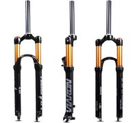 SXSHEYS Fourche VTT 26/27,5/29 Pouces à Suspension pneumatique pour VTT, débattement de 100 mm, Amortisseur Droit 1-1/8, Blocage Manuel QR, Fourche Avant en Alliage de magnésium,