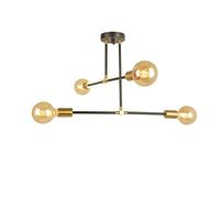 SXSHEYS Lustre Moderne du Milieu du siècle, plafonnier Semi-encastré en métal Noir, Douille E27, Hauteur réglable pour Salle à Manger, Salon ou îlot de Cuisine