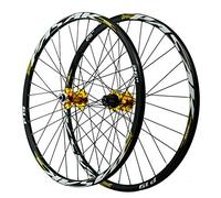 SXSHEYS Paire de Roues de VTT 26/27,5/29 Pouces, Jante Double paroi en Alliage d'aluminium, 32 Trous, Frein à Disque, Roue Libre 12 Vitesses (Jaune, 26 Pouces)