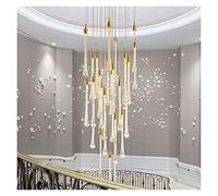 SXSHEYS Plafonnier LED de Luxe en Cristal, Design Moderne en Forme de Goutte dorée, pour escalier, Hall d'entrée de Villa ou pièce à Vivre. Suspension élégante.