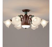 SXSHEYS Plafonnier rétro en Fer forgé, Style Campagne américaine, 6 têtes. Éclairage Simple et épuré, idéal pour Un Hall d'entrée, Une Salle à Manger ou Une Chambre.