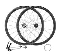 SXSHEYS Roues de vélo de Route 700C, Freins à Disque, Roues en Fibre de Carbone 35/38/42 mm, Cassette 8/9/10/11/12 Vitesses, axe traversant 100/135 mm, Valve Schrader.