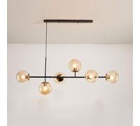 SXSHEYS Suspension Moderne du Milieu du siècle à 6 lumières, Globe en Verre Industriel, Douille E27 réglable, Design Minimaliste pour la Maison et Le Bureau