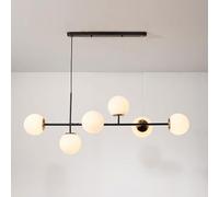 SXSHEYS Suspension Moderne du Milieu du siècle à 6 lumières, orientable, culot E27, Globe en Verre Industriel, luminaire Suspendu Minimaliste et Long pour la décoration intérieur