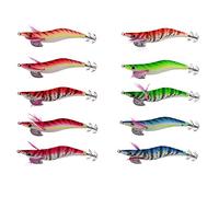 SXSHUN 6/10/26pcs Ensemble de Lumineuse Turlutte Leurres de Pêche Crevette Squid Jig Appât Set Leurre de Calamar des Pieuvre Seiches, A-10pcs
