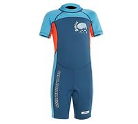 SXSHUN Combinaison de Plongée Enfant Fille Garçon Combinaison Humide Néoprène Shorty Maillot De Bain Une Pièce, Bleu, L