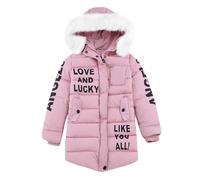 SXSHUN Doudoune Fille Enfant Parka Veste Capuche Manteau Longue Blouson Fausse Fourrure Chaud Hiver, Rose, 12/14 Ans