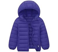 SXSHUN Doudoune Légère Enfant Chaud Blouson Manteau à Capuche Garçon Fille Hiver Veste Jacket Rembourré de Duvet Top Coton Doux et Confortable, 13-14 ans, Bleu marine