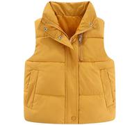 SXSHUN Doudoune Sans Manche Pour Fille Garçon Gilet en Duvet Léger Veste d'Extérieur Pour Enfants, Jaune, 8-9 Ans