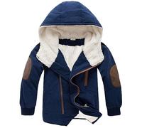 SXSHUN Enfant Garçon Doudoune Veste Doublée Avec Coupe-vent Capuche Matelassée Manteau Mi-longue Blouson, Bleu, 10-11 ans